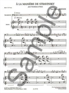 A La Maniere De Stravinsky pour Trombone et Piano von Jean-Michel Defaye 