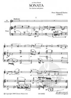 Sonata For Clarinet And Piano von Peter Maxwell Davies 