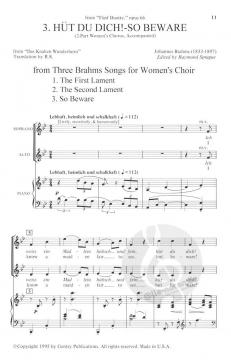 Three Brahms Songs For Women's Choir (Johannes Brahms) 