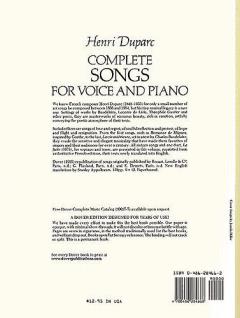 Complete Songs von Henri Duparc 