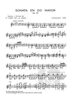 Sor Sonata En Do Mayor C Major op. 15 (R. Sainz De La Maza) Guitar von Fernando Sor 