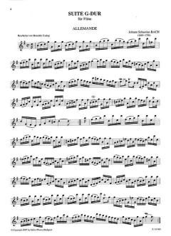 Suite G-Dur für Flöte von Johann Sebastian Bach im Alle Noten Shop kaufen