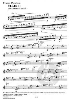Clair II, per Clarinetto in Si Bemolle von F. Donatoni 
