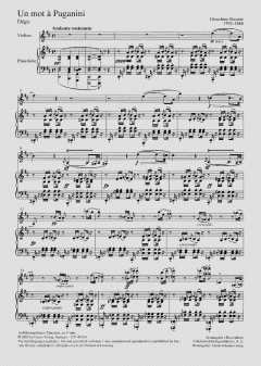 Un mot a Paganini. Elegie von Gioachino Rossini 