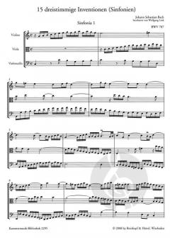 15 dreistimmige Inventionen BWV 787-801 von Johann Sebastian Bach für Streichtrio im Alle Noten Shop kaufen