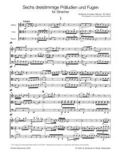 6 dreistimmige Präludien und Fugen KV 404a Nr. 1-3 von Wolfgang Amadeus Mozart für Violine, Viola und Violoncello im Alle Noten Shop kaufen (Partitur)