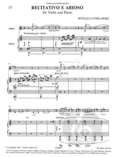 Recitativo e Arioso For Violin And Piano von Witold Lutoslawski im Alle Noten Shop kaufen