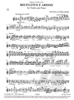 Recitativo e Arioso For Violin And Piano von Witold Lutoslawski im Alle Noten Shop kaufen