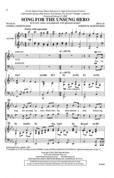 Song For The Unsung Hero New 2 And 3 part voicings! (Joseph A. Martin) 