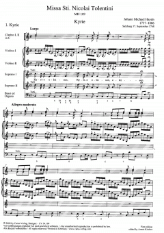 Missa Sancti Nicolai Tolentini MH 109 von Michael Haydn (Download) 