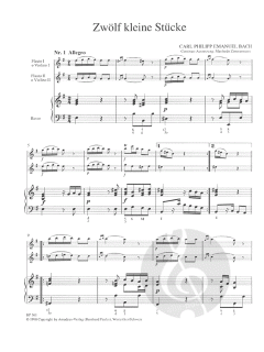 12 kleine zwei-und dreistimmige Stücke von Carl Philipp Emanuel Bach für Flöten (Violinen) und Clavier im Alle Noten Shop kaufen
