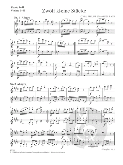 12 kleine zwei-und dreistimmige Stücke von Carl Philipp Emanuel Bach für Flöten (Violinen) und Clavier im Alle Noten Shop kaufen