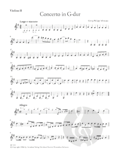 Concerto in G-dur und D-dur, Sonata C-dur von Georg Philipp Telemann für vier Violinen ohne Bass im Alle Noten Shop kaufen