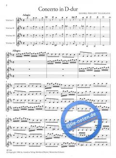 Concerto in D-dur für vier Violinen ohne Bass von Georg Philipp Telemann im Alle Noten Shop kaufen