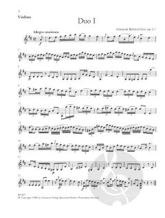 3 Duos op. 1 für Violine und Violoncello von Giovanni Battista Cirri 