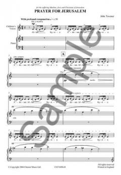Prayer For Jerusalem (Children's Voices/Piano) (John Tavener) 