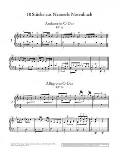 Stücke aus dem Nannerl-Notenbuch von Wolfgang Amadeus Mozart 
