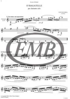 15 Bagatelle per clarinetto solo von Miklos Kocsar 