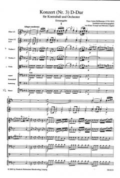 Konzert (Nr. 3) D-Dur für Kontrabass und Orchester von Franz Anton Hoffmeister 