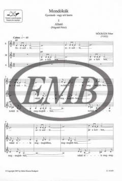 Mondókák gyermek- vagy nöi karra (Peter Nogradi) 