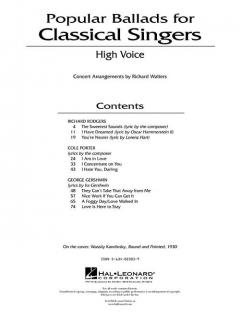 Popular Ballads For Classical Singers - High Voice 