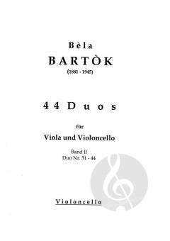 44 Duos für 2 Violinen Band 2 (Duo 31 bis 44) von Béla Bartók 