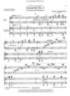 Concerto No. 1 for Piano and Orchestra Op. 12 von Lowell Liebermann im Alle Noten Shop kaufen