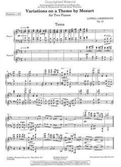 Variations on a Theme By Mozart for Two Pianos Op.42 von Lowell Liebermann für 2 Klaviere im Alle Noten Shop kaufen