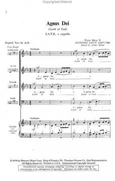 Agnus Dei, From mass X (Antonio Lotti) 