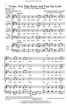 Come You That Know And Fear The Lord (William Billings) 