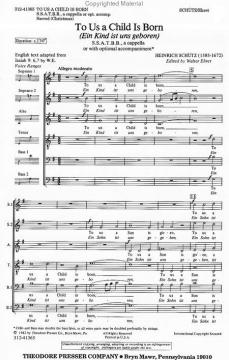 To Us A Child Is Born (Ein Kind ist uns geboren) (Heinrich Schütz) 