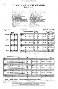 Tu Solus Qui Facis Mirabilia (Josquin Desprez) 