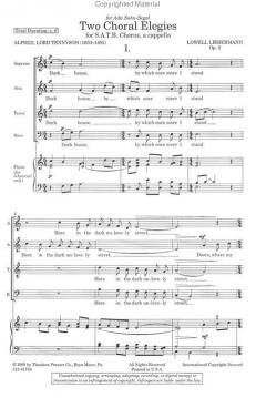 Two Choral Elegies For S.A.T.B. Chorus, a cappella Op.2 (Lowell Liebermann) 