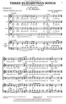 Three Elizabethan Songs For S.A.T.B. Chorus, a cappella Op.63 (Lowell Liebermann) 
