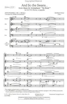 And So The Swans From The Music Of Aristophanes The Birds (George Perle) 