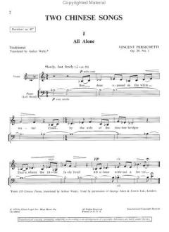 Two Chinese Songs von Vincent Persichetti 