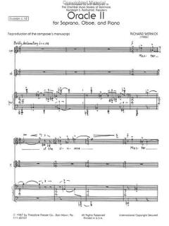 Oracle 2 For Soprano, Oboe, And Piano (Richard Wernick) 