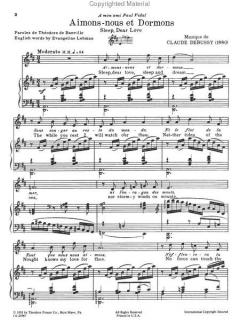 Aimons-nous et Dormons For Voice And Piano von Claude Debussy 