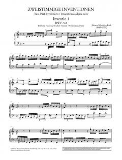 Zweistimmige Inventionen BWV 772-786 von Johann Sebastian Bach 