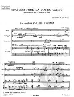 Quatuor. .Fin des Temps...Parties (Cl/Vl/Vlc/Piano (Olivier Messiaen) 