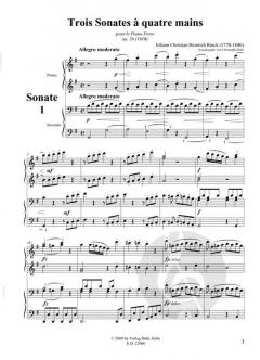 Trois Sonates à quatre mains von Johann Christian Heinrich Rinck 