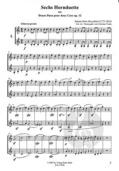 Six Duos von Johann Peter Heuschkel für Horn Duett