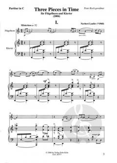 Three Pieces in Time für Flügelhorn und Klavier von Norbert Laufer 