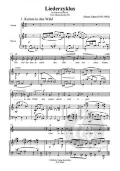Liederzyklus auf Texte von Johanna Zaeske-Fell von Johann Lütter 