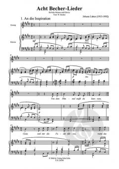 Becher-Lieder für hohe Stimme und Klavier von Johann Lütter 