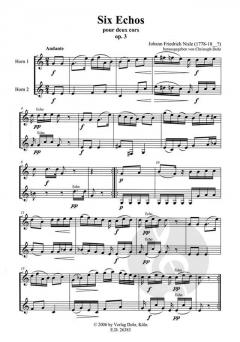 Six Echos pour deux Cors von Johann Friedrich Nisle für Horn Duett