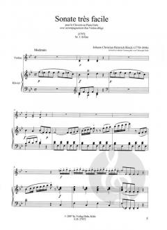 Sonate tres facile für Violine und Klavier (Cembalo) von Johann Christian Heinrich Rinck im Alle Noten Shop kaufen