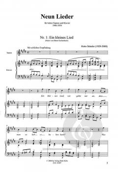 Neun Lieder für hohen Sopran und Klavier von Hatto Ständer 