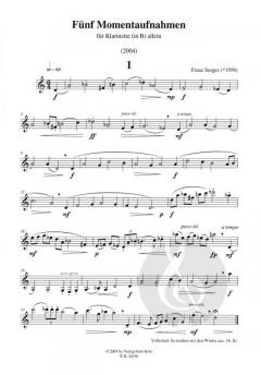 Fünf Momentaufnahmen für Klarinette allein von Franz Surges 