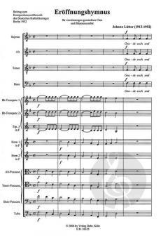 Eröffnungshymnus für gemischten Chor und Blechbläserensemble (Johann Lütter) 
